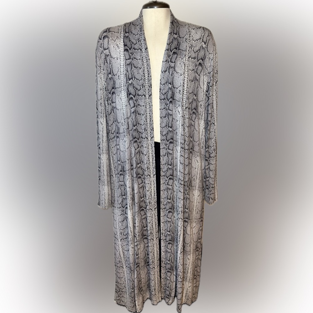 Snakeskin Patterned Open Cardigan - image 1